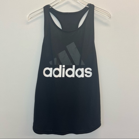 adidas Tops - Adidas Black Sleeveless Logo Workout Racerback Tank